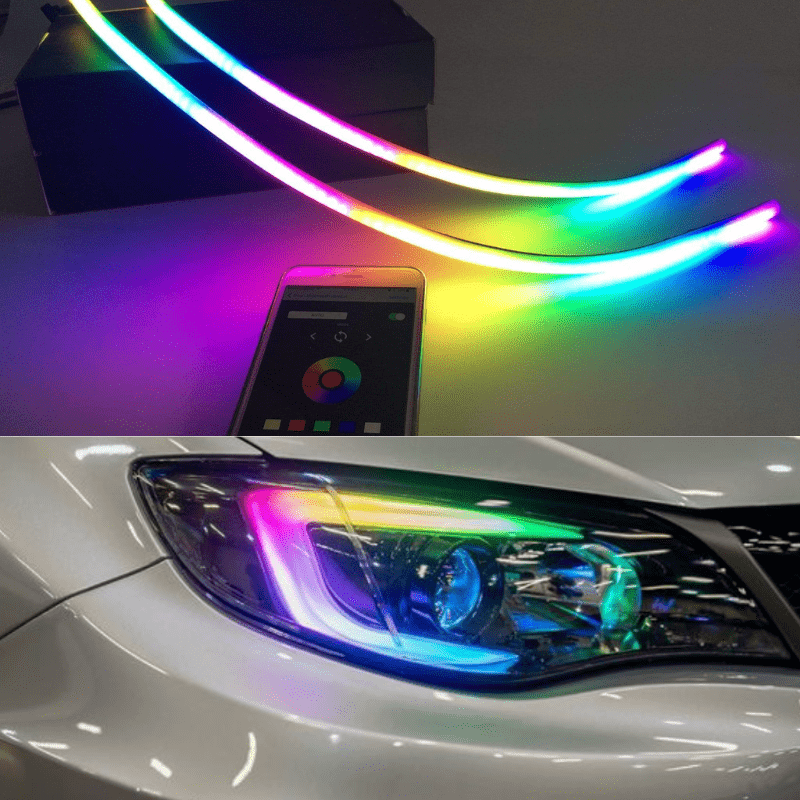 RGB Halo Kits Strip Lighting Flexible DRL Tube Strips |  Flow / Color Chasing