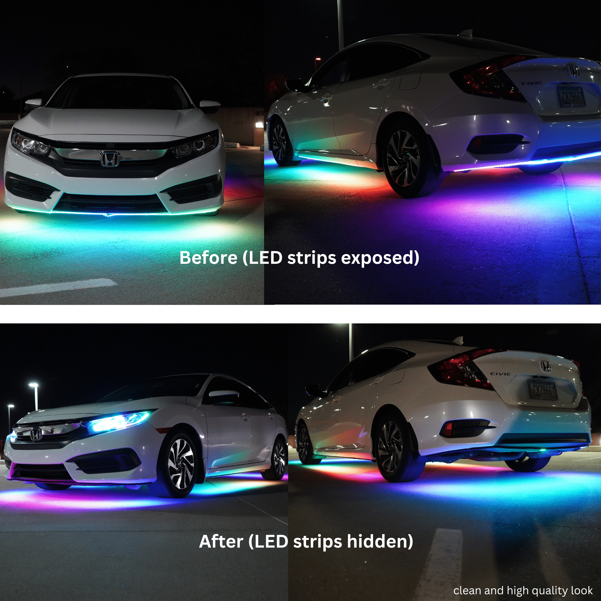 RGB Halo Kits Underglow Strip Hiding Kit (provides cleaner appearance)