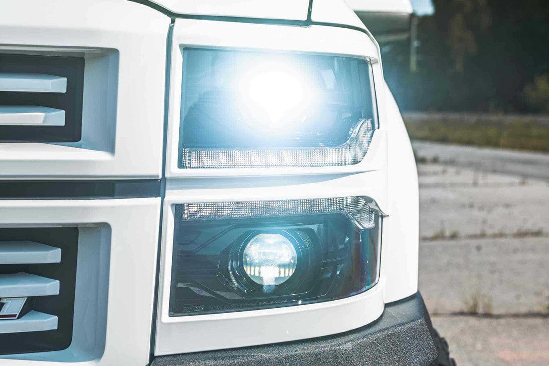 CHEVROLET SILVERADO 1500 (14-15): XB LED HEADLIGHTS - RGB Halo Kits Multicolor Flow Series Color Chasing RGBWA LED headlight kit Oracle Lighting Trendz OneUpLighting Morimoto theretrofitsource AutoLEDTech Diode Dynamics