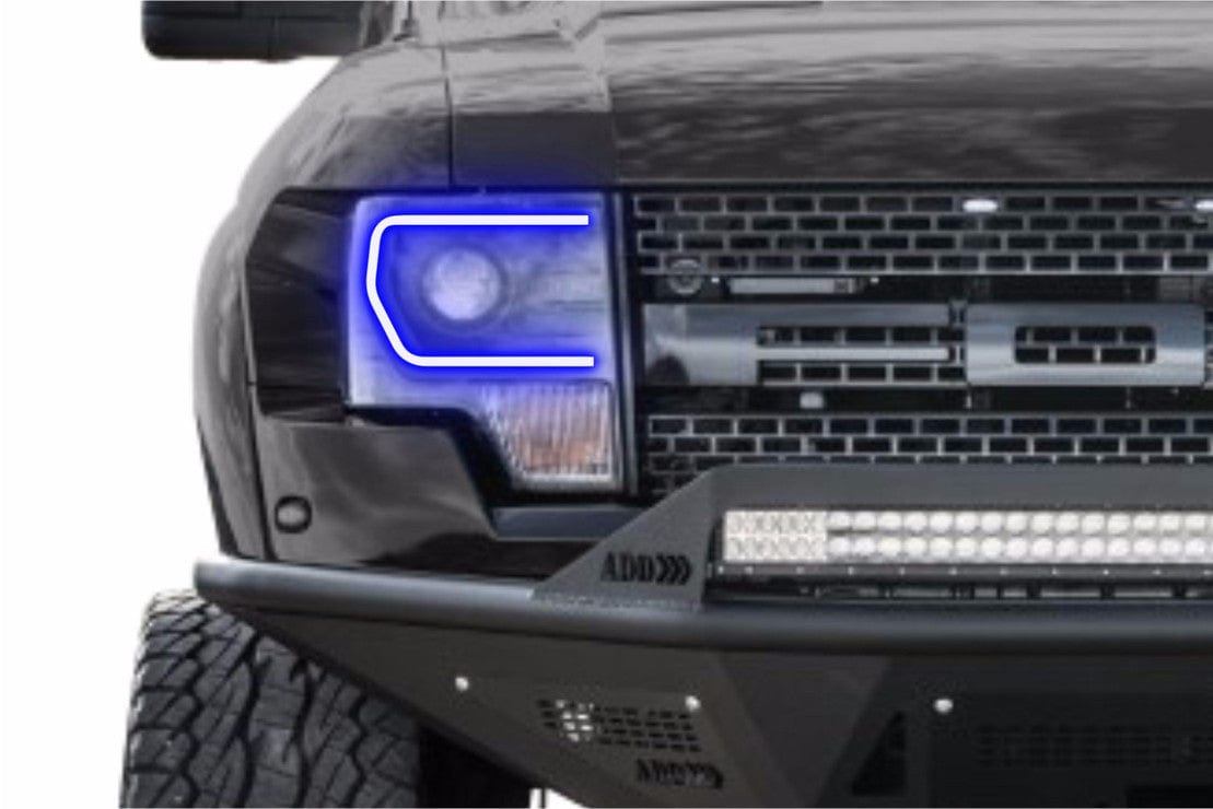 2013-2014 Ford F150 W/ OEM HID Multicolor Halo Kit - RGB Halo Kits Multicolor Flow Series Color Chasing RGBWA LED headlight kit Oracle Lighting Trendz OneUpLighting Morimoto theretrofitsource AutoLEDTech Diode Dynamics