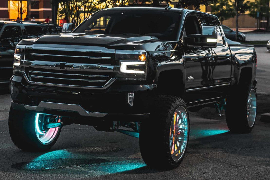 CHEVROLET SILVERADO 1500 (16-18): XB LED HEADLIGHTS - RGB Halo Kits Multicolor Flow Series Color Chasing RGBWA LED headlight kit Oracle Lighting Trendz OneUpLighting Morimoto theretrofitsource AutoLEDTech Diode Dynamics