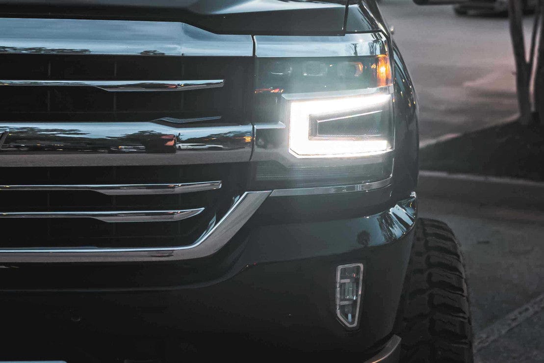 CHEVROLET SILVERADO 1500 (16-18): XB LED HEADLIGHTS - RGB Halo Kits Multicolor Flow Series Color Chasing RGBWA LED headlight kit Oracle Lighting Trendz OneUpLighting Morimoto theretrofitsource AutoLEDTech Diode Dynamics