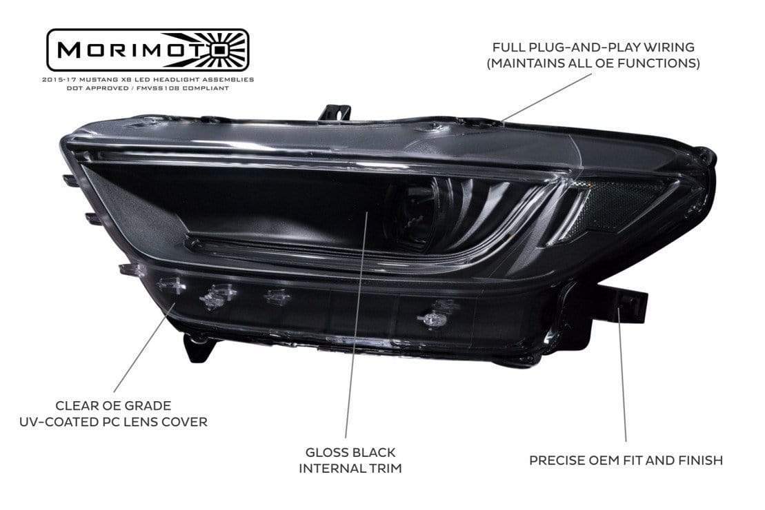 Ford Mustang: LED Headlights (2015 - 2017) | XB – Custom Multicolor LED Lighting by RGB Halo Kits
