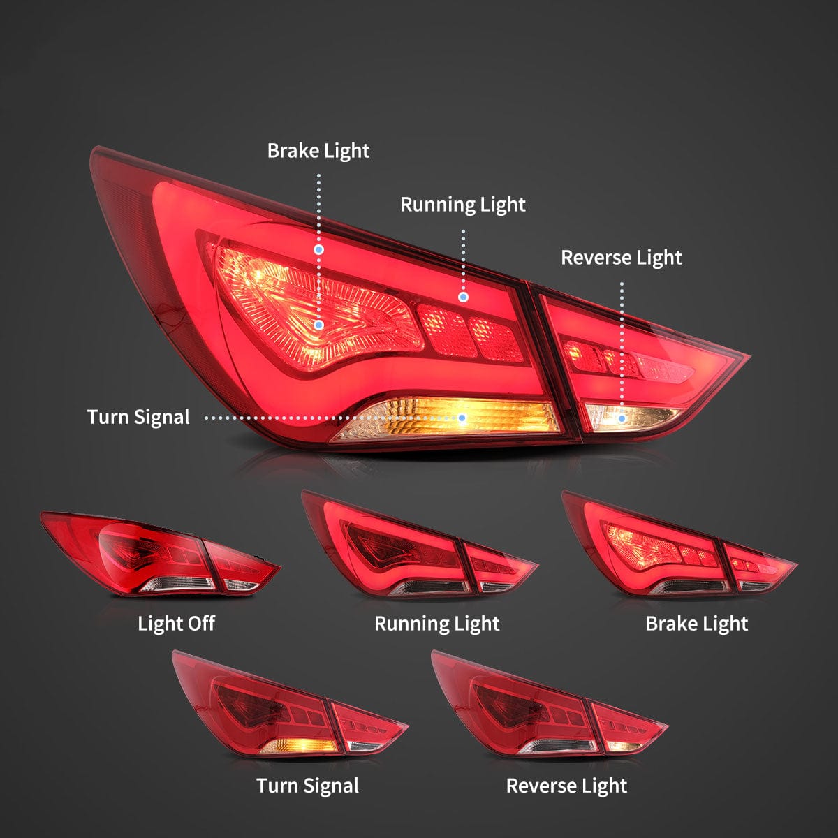 HYUNDAI SONATA Tail Lights 2011 2014