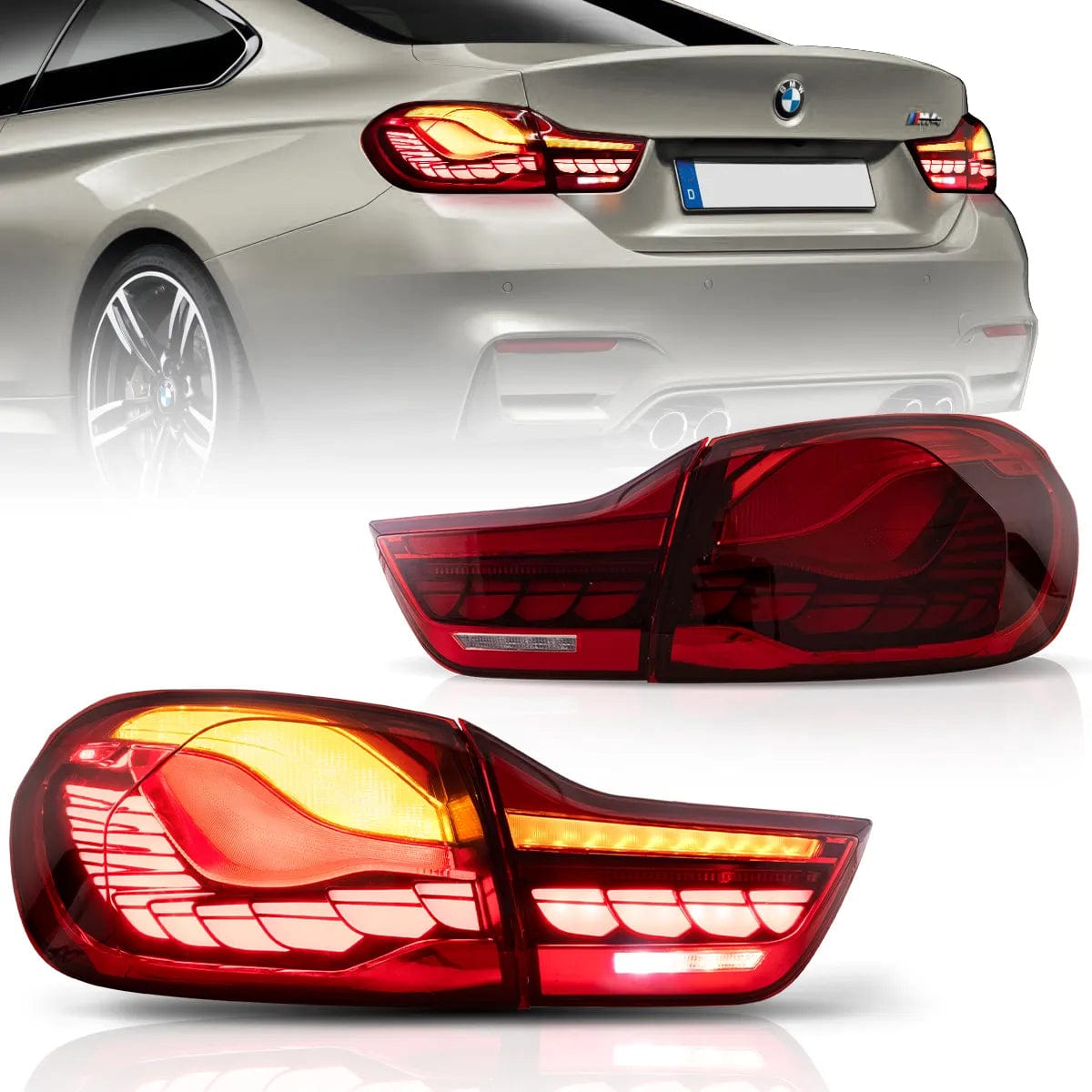 2014-2020 BMW 4 SERIES M4 SEDAN F32 F33 Tail lights With Dynamic Welcome Lighting - RGB Halo Kits Multicolor Flow Series Color Chasing RGBWA LED headlight kit Oracle Lighting Trendz OneUpLighting Morimoto theretrofitsource AutoLEDTech Diode Dynamics