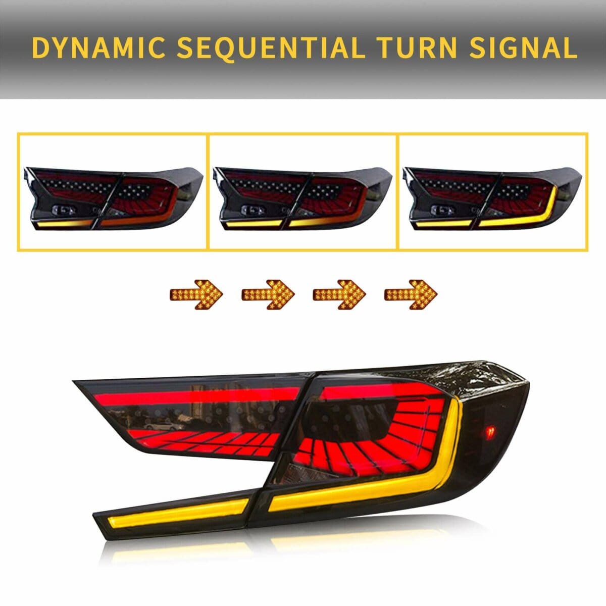 Vland Led Tail Lights Smoked 2018-2022 Honda Accord Tail lights with Dynamic Welcome Lighting